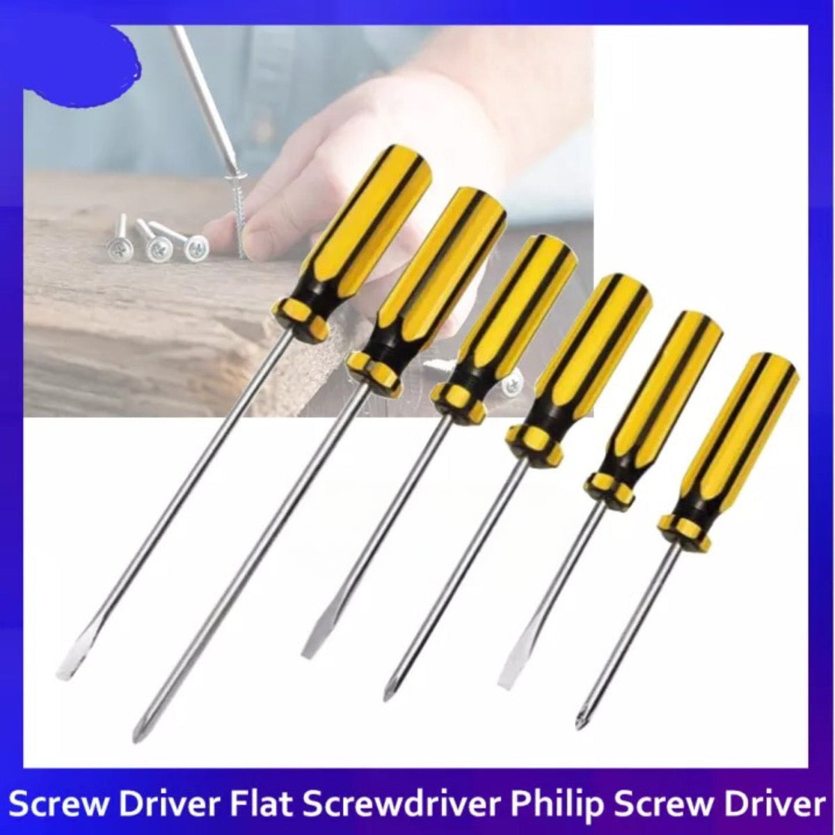 Screw Drive Rset Screwdriver Set Steel Flat Screw driver Philip Screw Tools 6pcs – Arrow ...