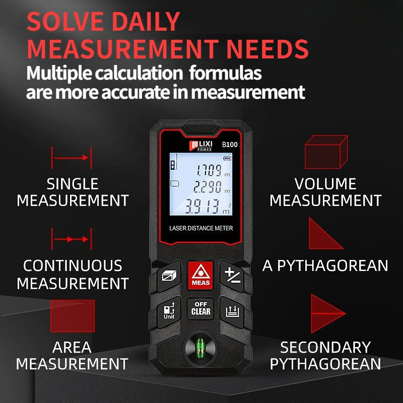 Rechargeable Laser Distance Meter (40m / 80m / 100m) Digital Rangefind ...