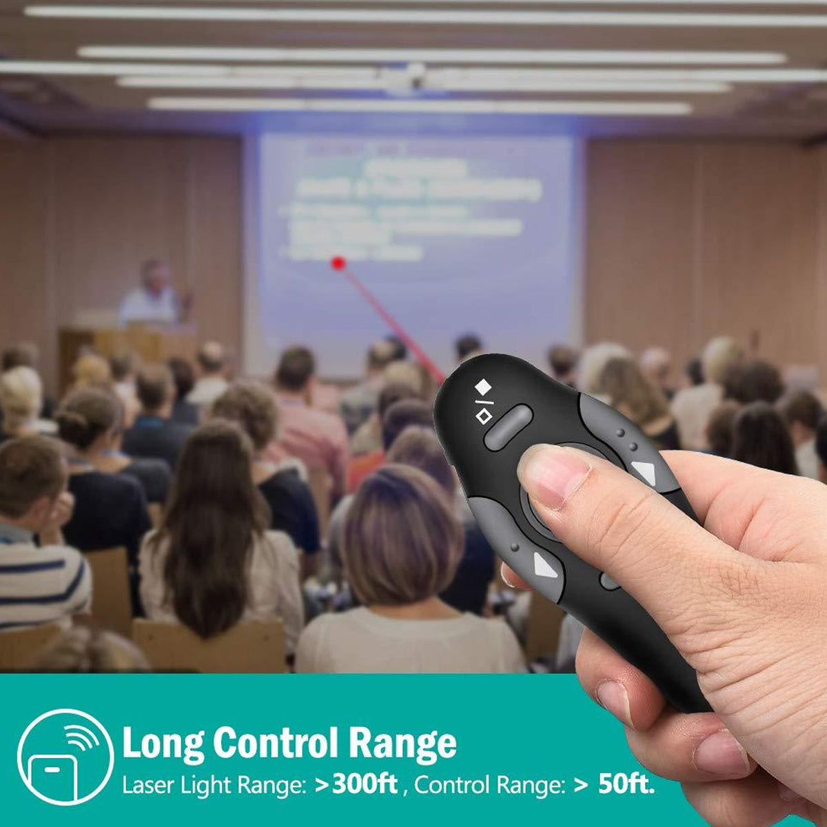 Powerpoint Device USB 2.4GHz Wireless PowerPoint Presenter with Laser Pointer and Slide ...