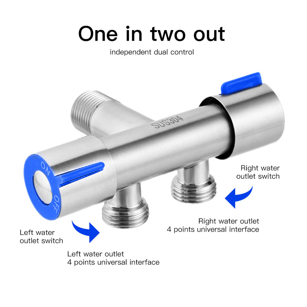 Double Control Valve Stainless Steel Angle Valve 2 Way Dual Control Angle Valve 1/2