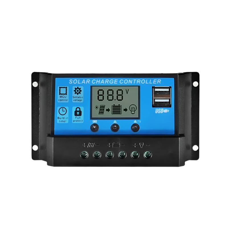 30A Solar Controller 12V 24V Auto PWM Controllers With LCD Display 5V ...